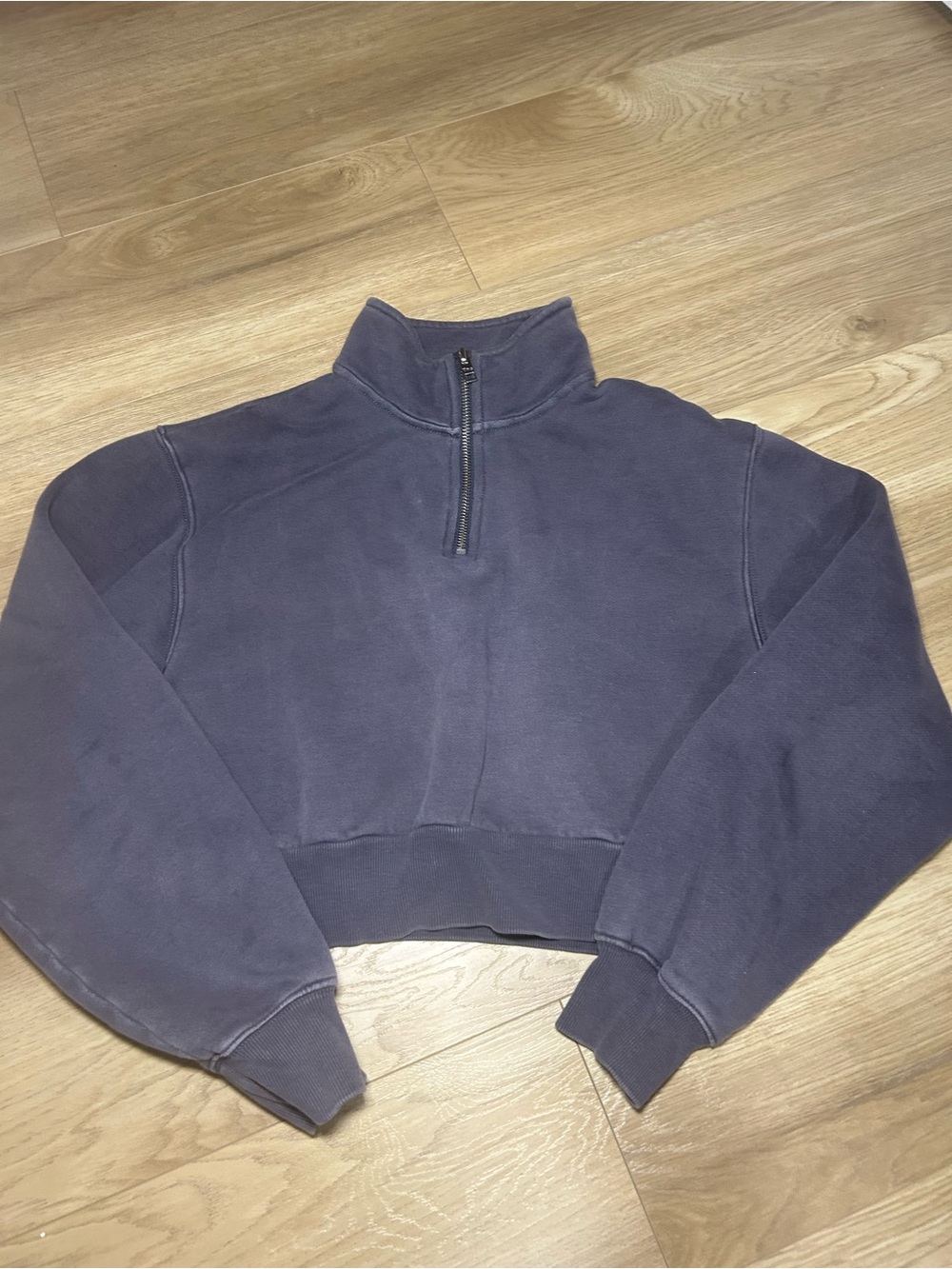 TNA Cropped Half-Zip Turtleneck Sweatshirt - Navy
